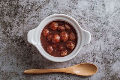 High angle view of breakfast in bowl