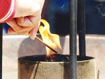 Close-up of hand holding yellow flower