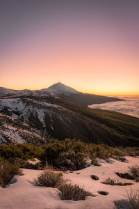 Scenic view of landscape against sky during sunset