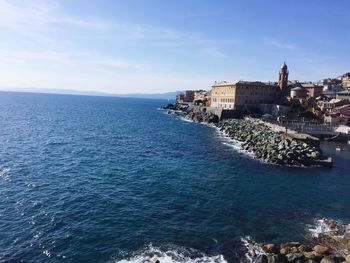 View of sea against blue sky