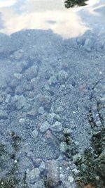 Aerial view of snow covered landscape