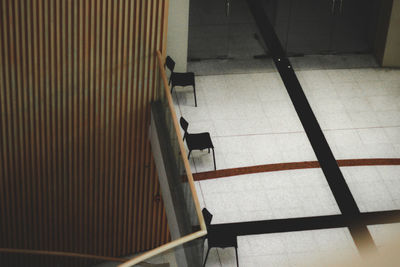 High angle view of staircase in building
