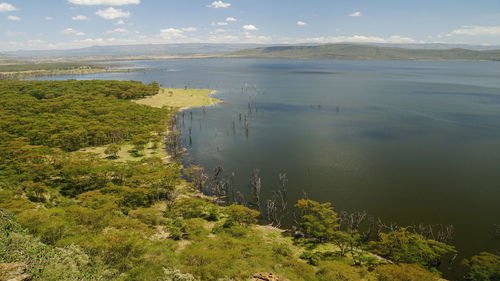 High angle view of sea against sky