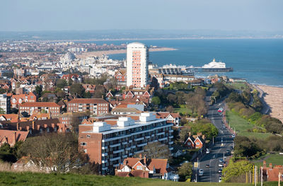 Panoramic view of eastbourne from beachy head