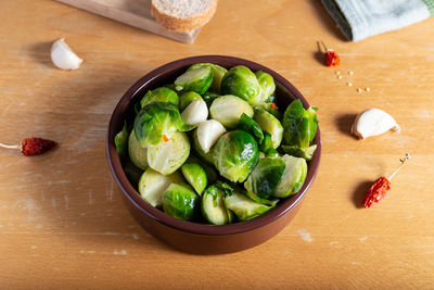 High angle view of food on table