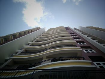 Low angle view of modern building against sky