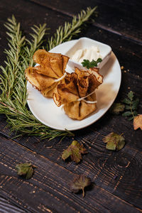 High angle view of food on table