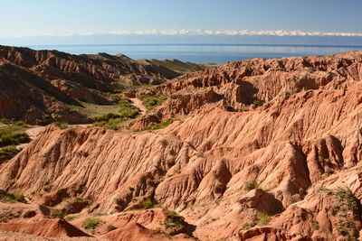 Skazka canyon or fairytale canyon. issyk-kul region. kyrgyzstan