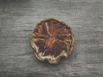 High angle view of dessert on table