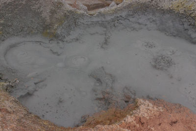 High angle view of puddle