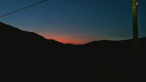 Silhouette mountain range against clear sky during sunset