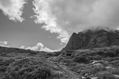 Low angle view of mountain against sky