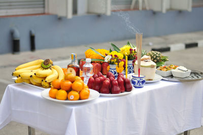 Fruits and vegetables on table