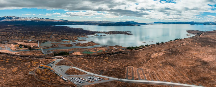 The well visible tectonic plate at thingvellir national park in iceland.