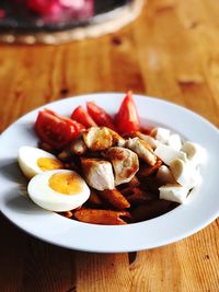 Close-up of food in plate on table