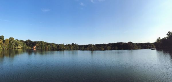 Scenic view of lake against clear sky