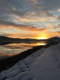 Scenic view of landscape against sky during sunset