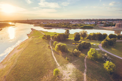 View of river at sunset