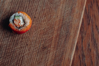 Close-up of fruit on wooden table