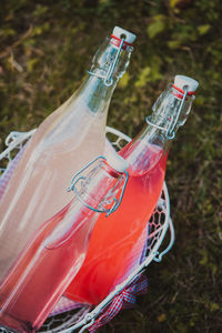 Close-up of wine glass bottle