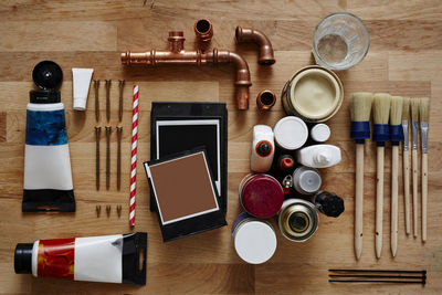 High angle view of food on table