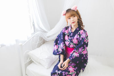 Portrait of cute girl smiling