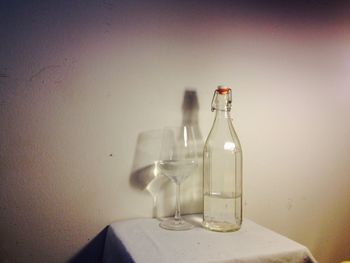 Close-up of wine in glass on table