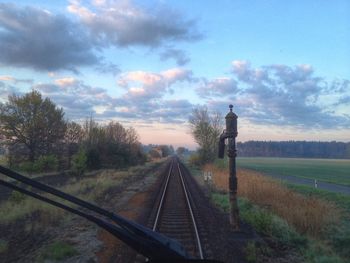 Railroad tracks on field