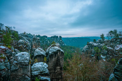 Panoramic view of saxon switzerland near rathen, germany.