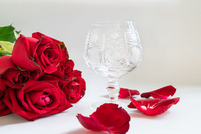 Close-up of red rose bouquet