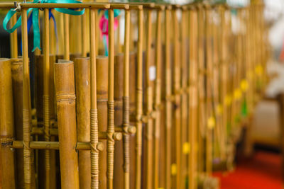 Close-up of multi colored pencils in building