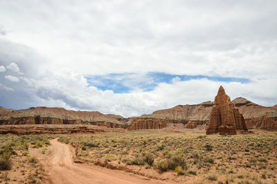 Scenic view of landscape against cloudy sky