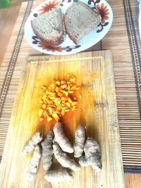 Close up of food on wooden table