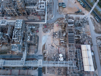 High angle view of construction site in city