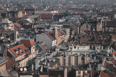 High angle view of buildings in city