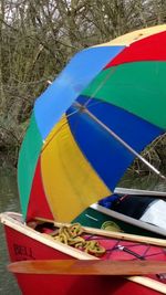 Close-up of multi colored umbrella