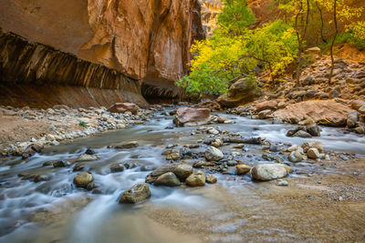 Surface level of stream along rocks
