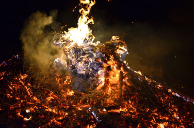 Close-up of firework display at night