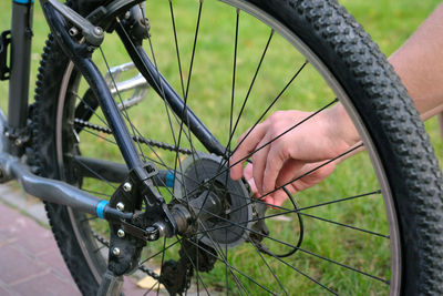 High angle view of bicycle