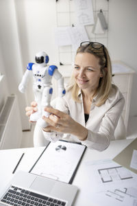 Woman working on table