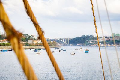 Panoramic view of bay bridge against sky