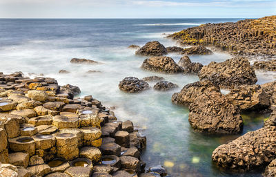 Scenic view of sea shore against sky