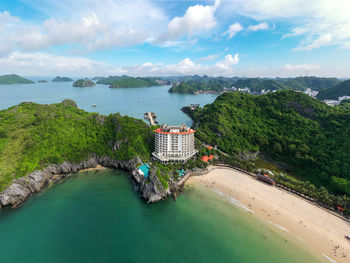 High angle view of beach against sky