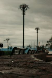 Close-up of street light against sky