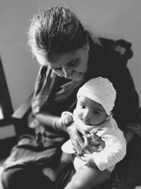 Midsection of mother and daughter