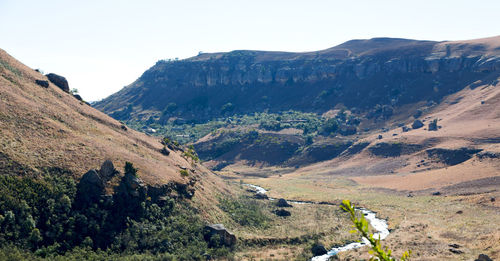 Scenic view of landscape against clear sky