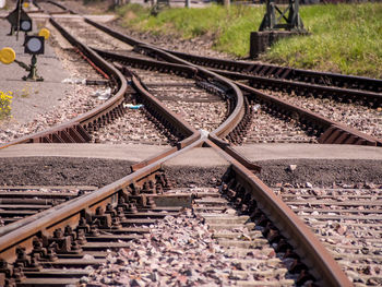 High angle view of railroad tracks