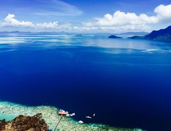 Scenic view of sea against cloudy sky