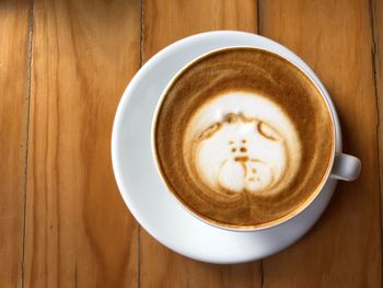 Directly above shot of cappuccino on table