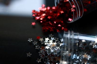 Close-up of christmas decoration on table